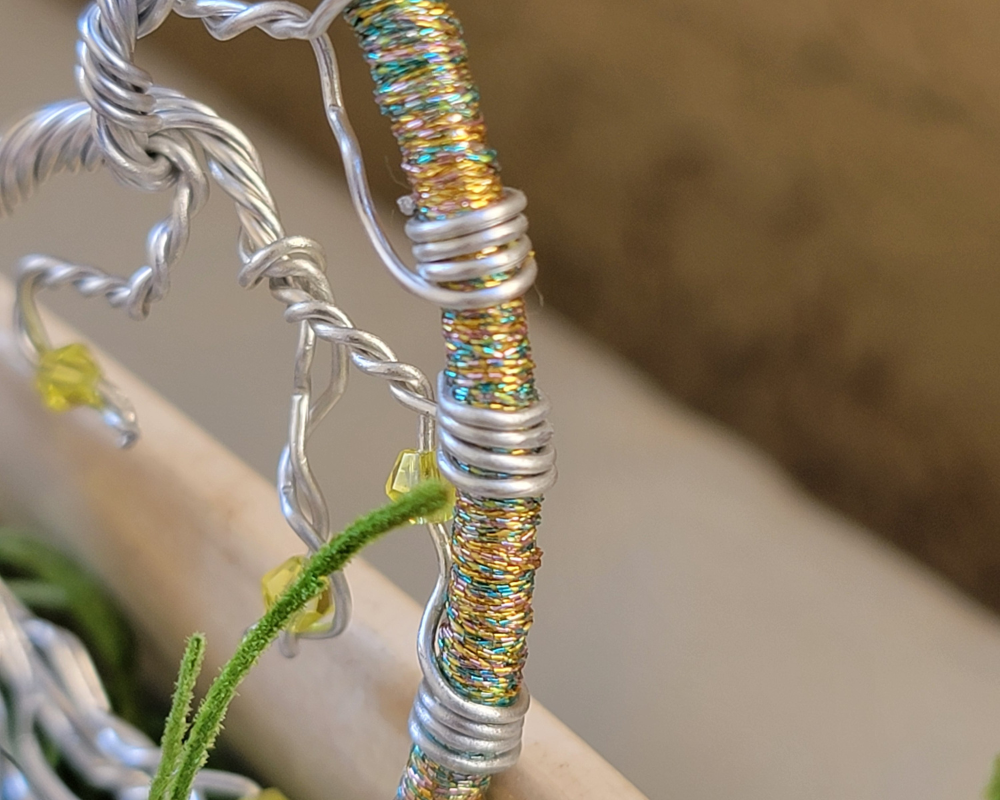 right side view of wraps and colorful embroidery floss